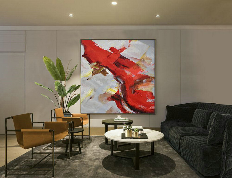 Hand Painted Extra Large Abstract Painting,Oversized Palette Knife Painting Contemporary Art On Canvas,Large Living Room Wall Decor,Grey,Red,Brown,Yellow.etc